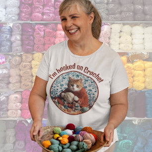 T-shirt Accroché sur Crochet Cute tricoté chats et souris