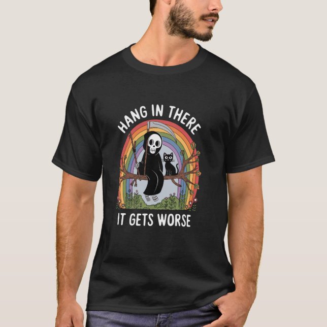 T-shirt Accroche Toi Ça S'aggrave Moissonneuse Chat Noir D (Devant)
