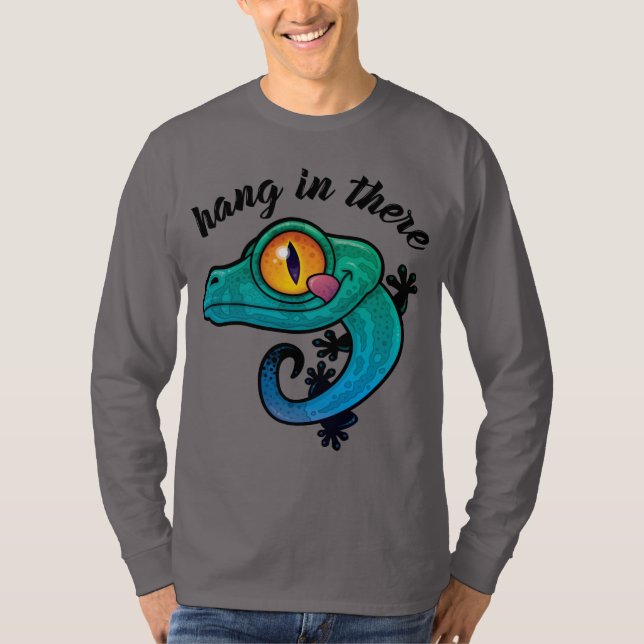 T-shirt Accrochez-Vous Là Gecko Coloré (Devant)