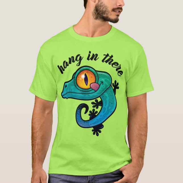 T-shirt Accrochez-Vous Là Gecko Coloré (Devant)