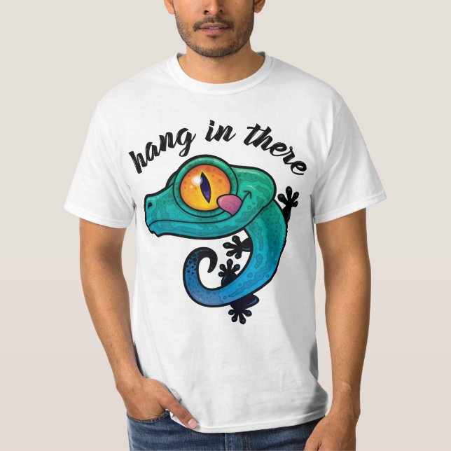 T-shirt Accrochez-Vous Là Gecko Coloré (Devant)
