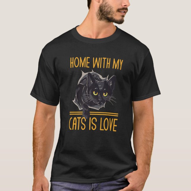 T-shirt Accueil avec My Cats Is Love Chat Chat Maman Kitte (Devant)