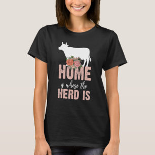 T-shirt Accueil C'est là que le troupeau est ferme vache d
