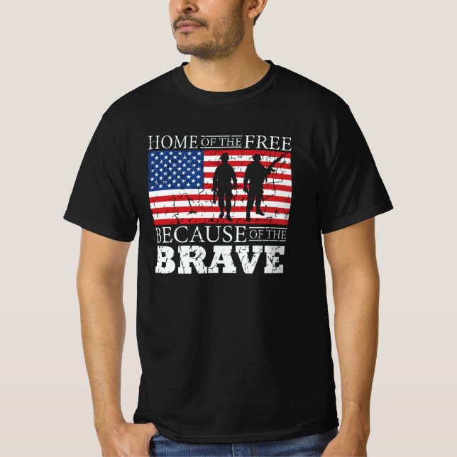 T-shirt Accueil De La Liberté À Cause Du Brave - États-Uni (Devant)