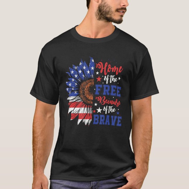 T-shirt Accueil Du Libre À Cause Du Brave Drapeau Américai (Devant)