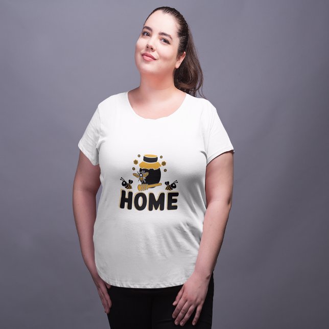 T-shirt "ACCUEIL" en pot d'abeille et de miel (Cartoon Bee and Honey Jar "HOME" T-Shirt Sweatshirt)