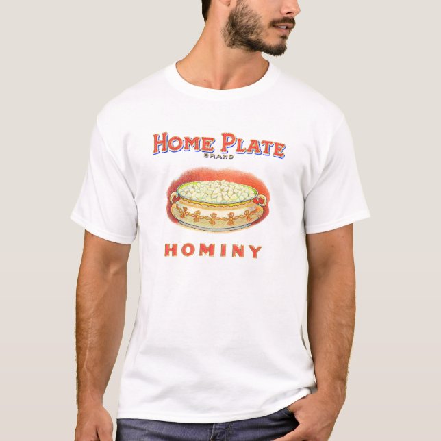 T-shirt Accueil Plaque Hominy Grits Étiquette Vintage (Devant)