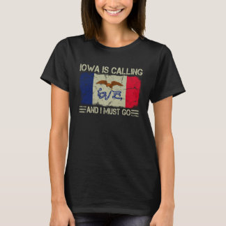 T-shirt Accueil vintage État Drapeau Iowa appelle et je do