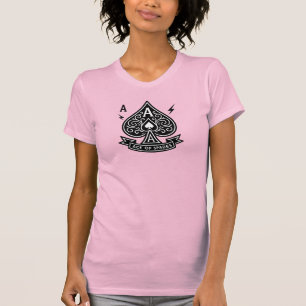T-shirt Ace stylisée de pique — Emblème vectoriel Art déco