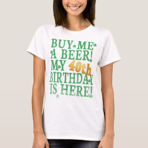 T-shirt Achète-moi une bière Texte incliné or 40e annivers