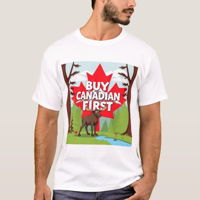 T-shirt Acheter la première orignal canadienne (Devant)
