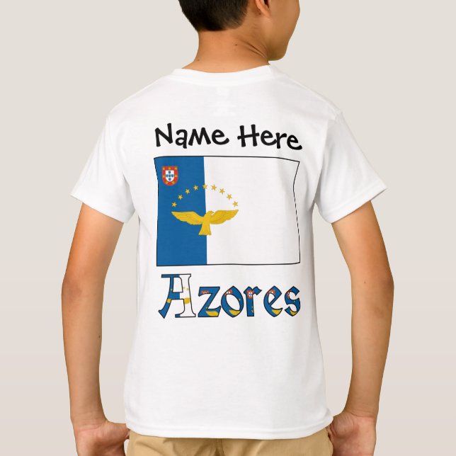 T-shirt Açores et drapeau açoréen avec votre nom (Dos)