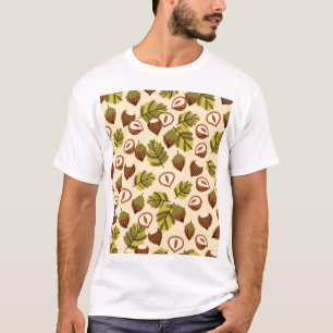 T-shirt Acorns Feuilles de noisette Motif sans couture