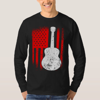 T-shirt Acoustic Guitar American Flag Guitarist