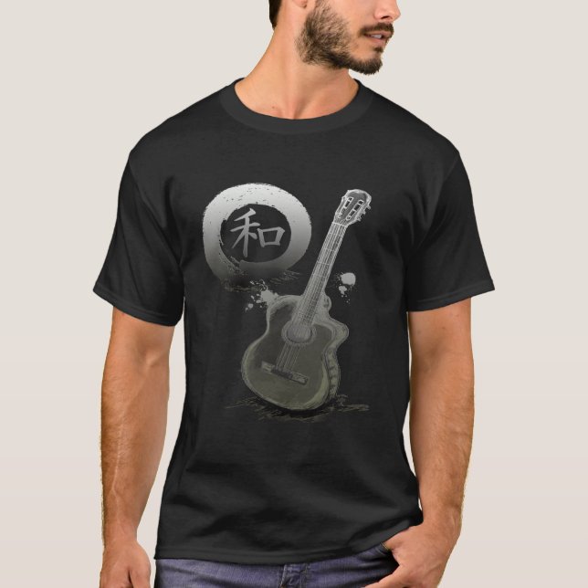 T-shirt Acoustic Guitar & Japanese Zen Circle (Devant)