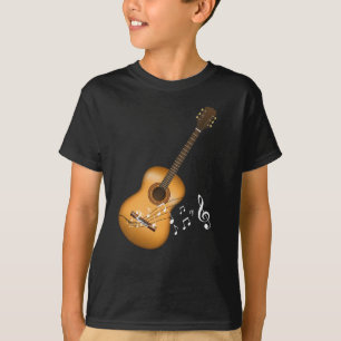 T-shirt Acoustic Guitar Player Musical Notes Musicien d'ar