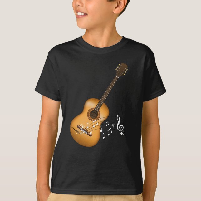 T-shirt Acoustic Guitar Player Musical Notes Musicien d'ar (Devant)