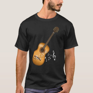 T-shirt Acoustic Guitar Player Musical Notes Musicien d'ar