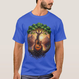 T-shirt Acoustic Guitarree byhe Lake Nature Sunset Guitari
