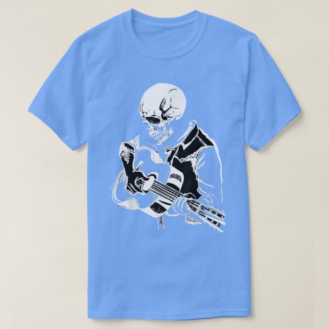 T-shirt Acoustique Rock Music Skeleton Head Jouer de la gu (Design devant)