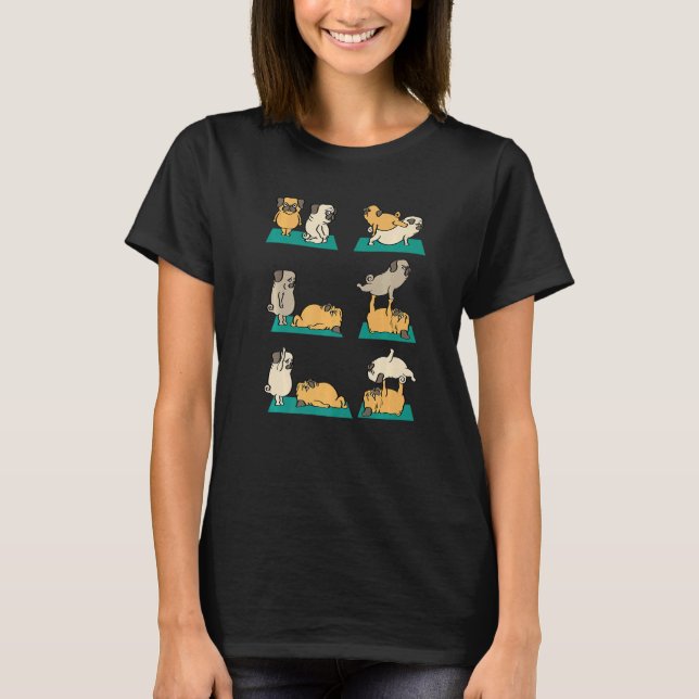 T-shirt Acroyoga avec chien Pug (Devant)