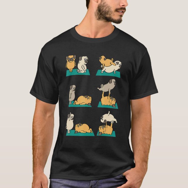 T-shirt Acroyoga avec chien Pug (Devant)