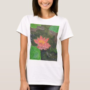 T-shirt Acrylique sur toile, fleur de nénuphar rose