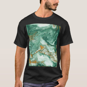 T-shirt Acrylique vert doré : art de la texture marbré.