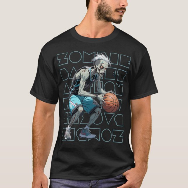 T-shirt Action de basket-ball zombie (Devant)