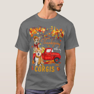 T-shirt Action De Grâce Avec Mon Corgis Sur Camion De Récu