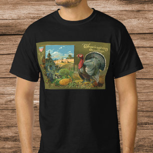 T-shirt Action de grâce vintage, dinde à la ferme