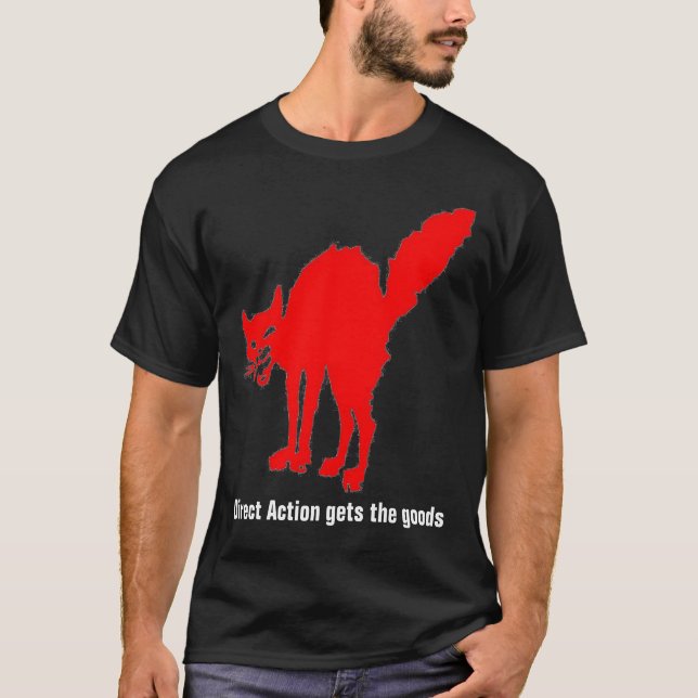 T-shirt Action directe de chat rouge (Devant)
