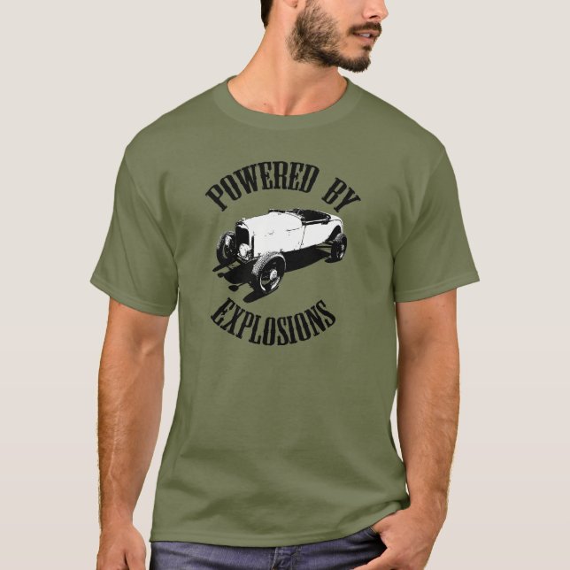 T-shirt "Actionné hot rod par explosions" (Devant)