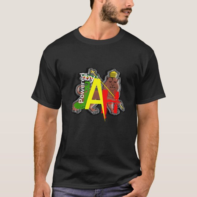 T-shirt Actionné par le lion de Jah de Judah Rastafari (Devant)