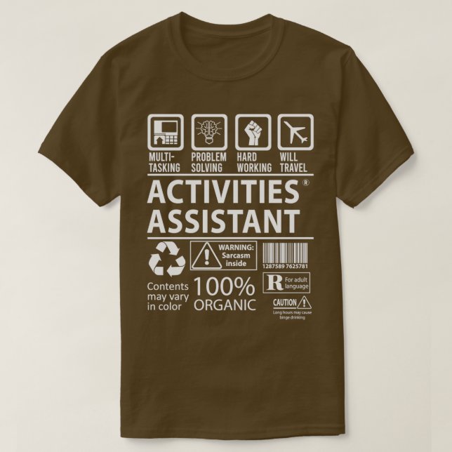 T-shirt Activité Assistant Multitâche de multitâche Poste  (Design devant)