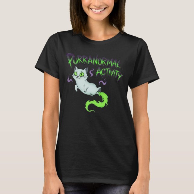 T-shirt Activité Purranormale Chat d'Halloween (Devant)