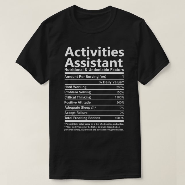 T-shirt Activités Assistante Alimentation Et Indéniable Fa (Design devant)