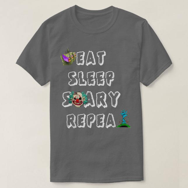 T-shirt Activités Halloween Vacances Manger Pas Sommeil Ef (Design devant)
