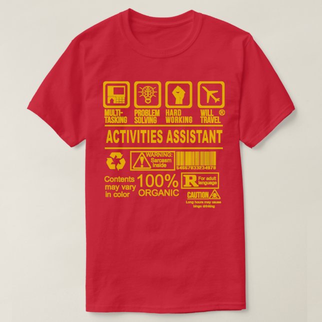 T-SHIRT ACTIVITIES ASSISTANT WILL TRAVEL (Design devant)
