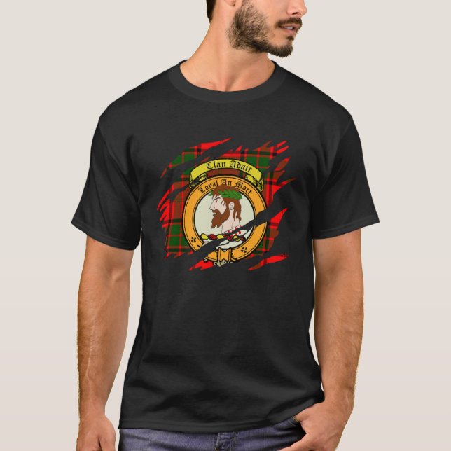 T-shirt Adair Clan Scottish Crest and Tartan (Devant)