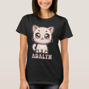T-shirt Adalyn Cute Kitty Cat Design pour filles Nom Adaly