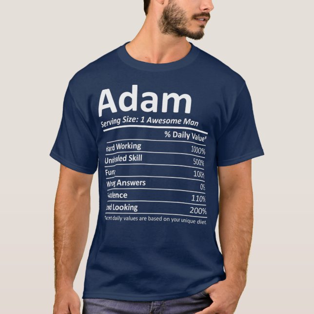 T-shirt ADAM Nutrition Funny Birthday Personalized Name (Devant)