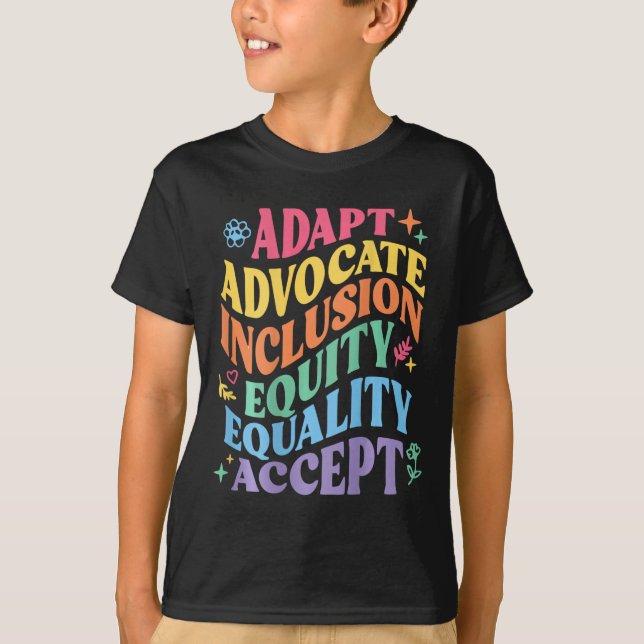 T-shirt Adapt Advocate Inclusion Équité Accepter Au (Devant)