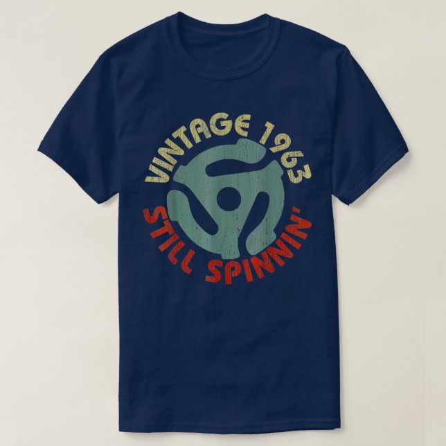 T-shirt Adaptateur de disque vinyle 45 tr/min 1963 Retro V (Design devant)
