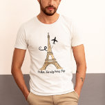 T-shirt Adapté Paris Trip Chic Tour Eiffel<br><div class="desc">Customisez ces t-shirts de vacances chic et minimaliste parisiens pour votre voyage en famille ou entre filles. Dessin artistique de la tour Eiffel avec un avion volant derrière pour symboliser votre voyage en avion. Script cursif personnalisé mignon.</div>