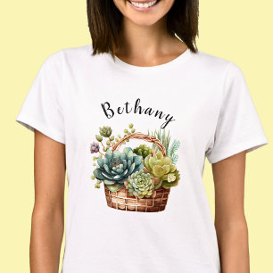 T-shirt Add Name or Text, Baskets of Succulent Plants