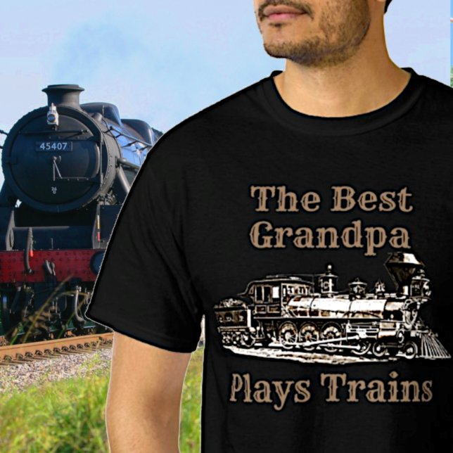 T-shirt Add Name Plays Steam Train Grandpa Grandfather (Créateur téléchargé)