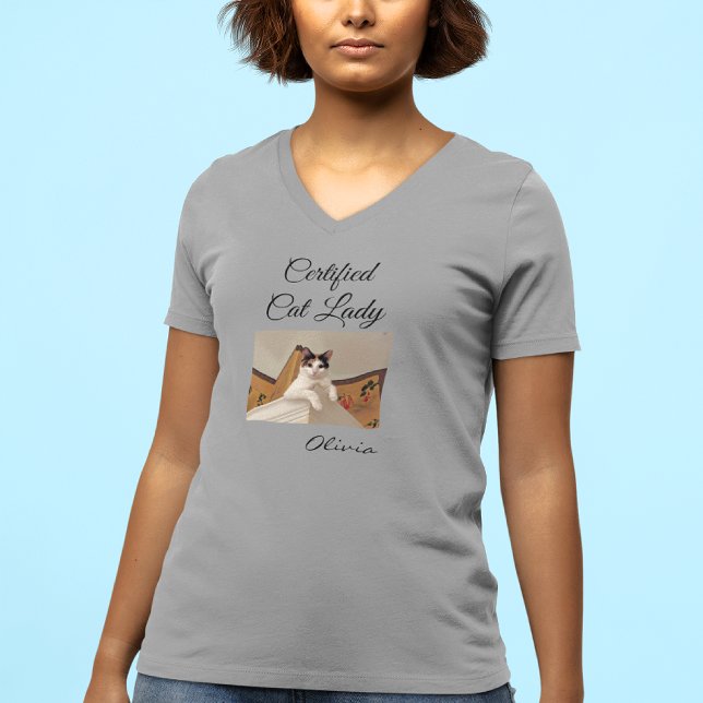 T-shirt Add Photo Gym Activewear Cat Lady Lightweight (Créateur téléchargé)