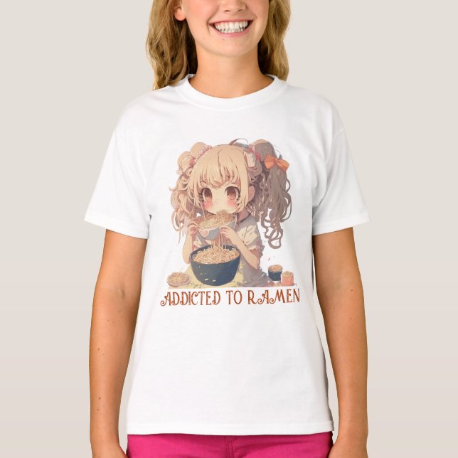 T-shirt Addicité à Ramen | Anime Girl (Devant)