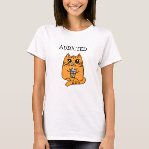T-shirt Addicité au thé à bulles Funny Chat Kawaii